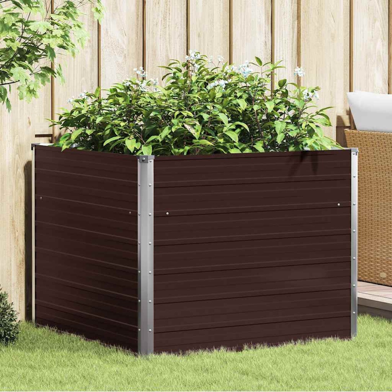 vidaXL Raised Garden Bed Brown Galvanized steel Medium Raised Garden Bed